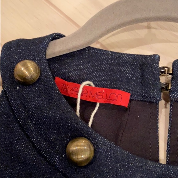 Tamara Mellon Studded Stretch Denim Tank Top sz 4 - Picture 6 of 8